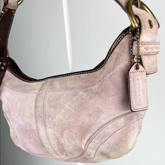 Coach Y2K Suede Pastel Lavender Pink Mini Small Hobo Shoulder Bag 9658 - Picture 4 of 16